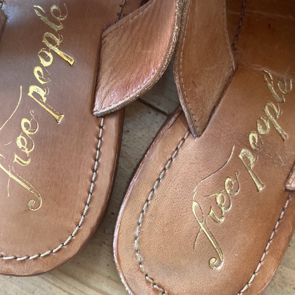 Free People leather sandal cognac brown 37 6.5 7 - Picture 2 of 7